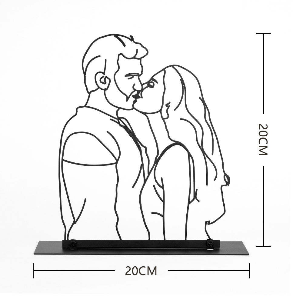 Personalisiertes Foto-line-art-heimdekor-schild Aus Schwarzem Stahl - meinemondlampe