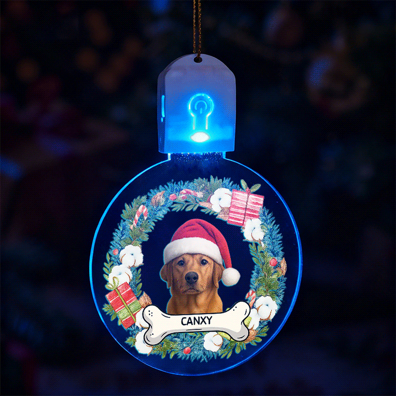 Personalisierte Foto-weihnachtsornamente Aus Acryl, Leuchtend, Mit Hunde- Oder Katzenmotiv - meinemondlampe