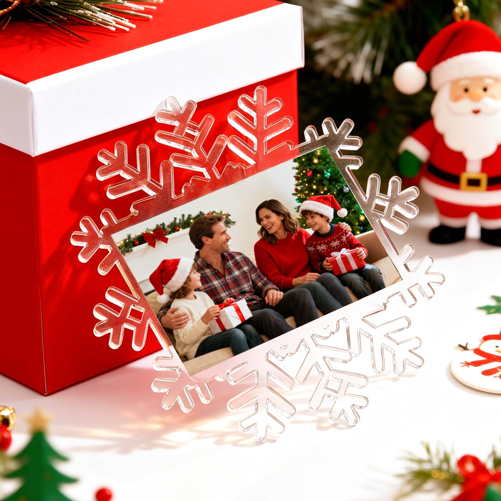 Weihnachtsgeschenk Schneeflocken-fotoornament Individuelles Foto-acryl-ornament - meinemondlampe