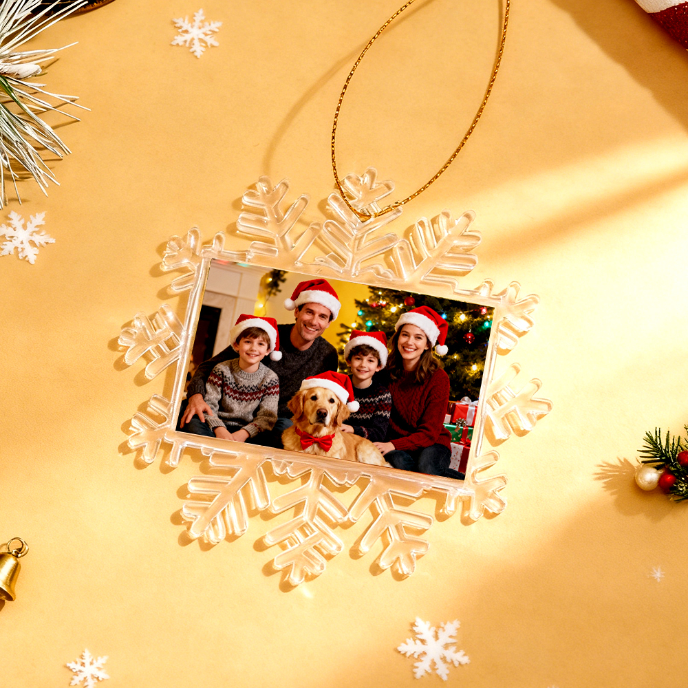 Weihnachtsgeschenk Schneeflocken-fotoornament Individuelles Foto-acryl-ornament - meinemondlampe