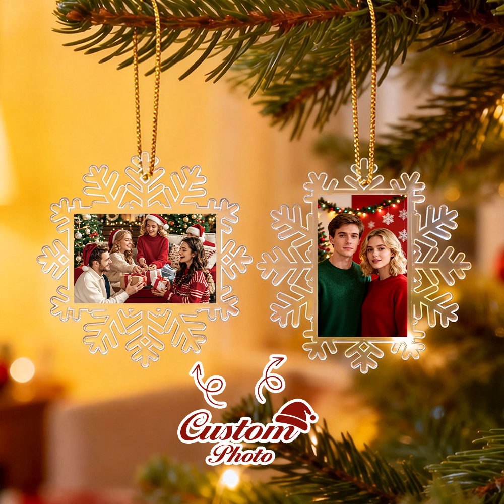 Weihnachtsgeschenk Schneeflocken-fotoornament Individuelles Foto-acryl-ornament - meinemondlampe