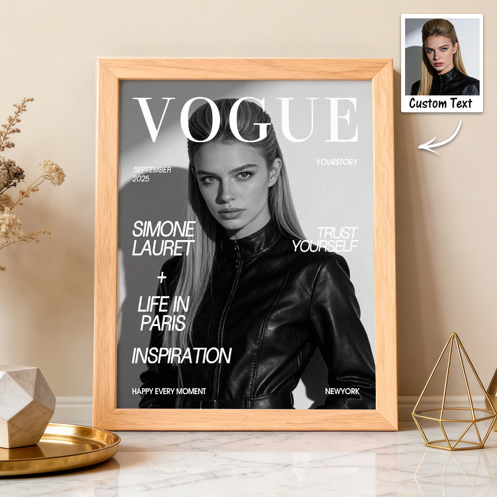Valentinstagsgeschenk, Individueller Vogue-magazinrahmen, Personalisierte Foto- Und Textdekoration, Geschenk Für Geburtstage, Jahrestage - meinemondlampe