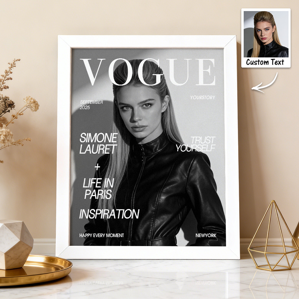 Valentinstagsgeschenk, Individueller Vogue-magazinrahmen, Personalisierte Foto- Und Textdekoration, Geschenk Für Geburtstage, Jahrestage