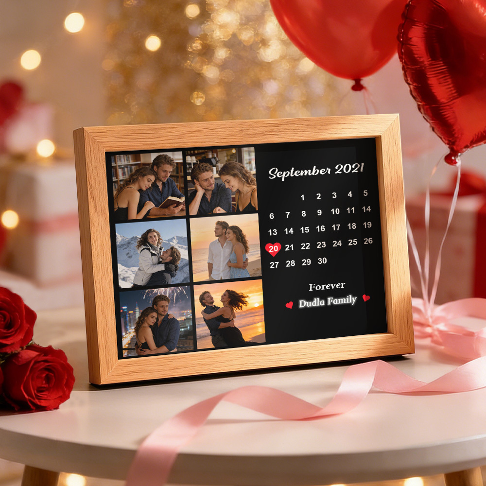 Valentinstagsgeschenk: Personalisierter Foto- Und Datumscollage-rahmen – Das Perfekte Geschenk Für Geburtstage Und Jahrestage - meinemondlampe