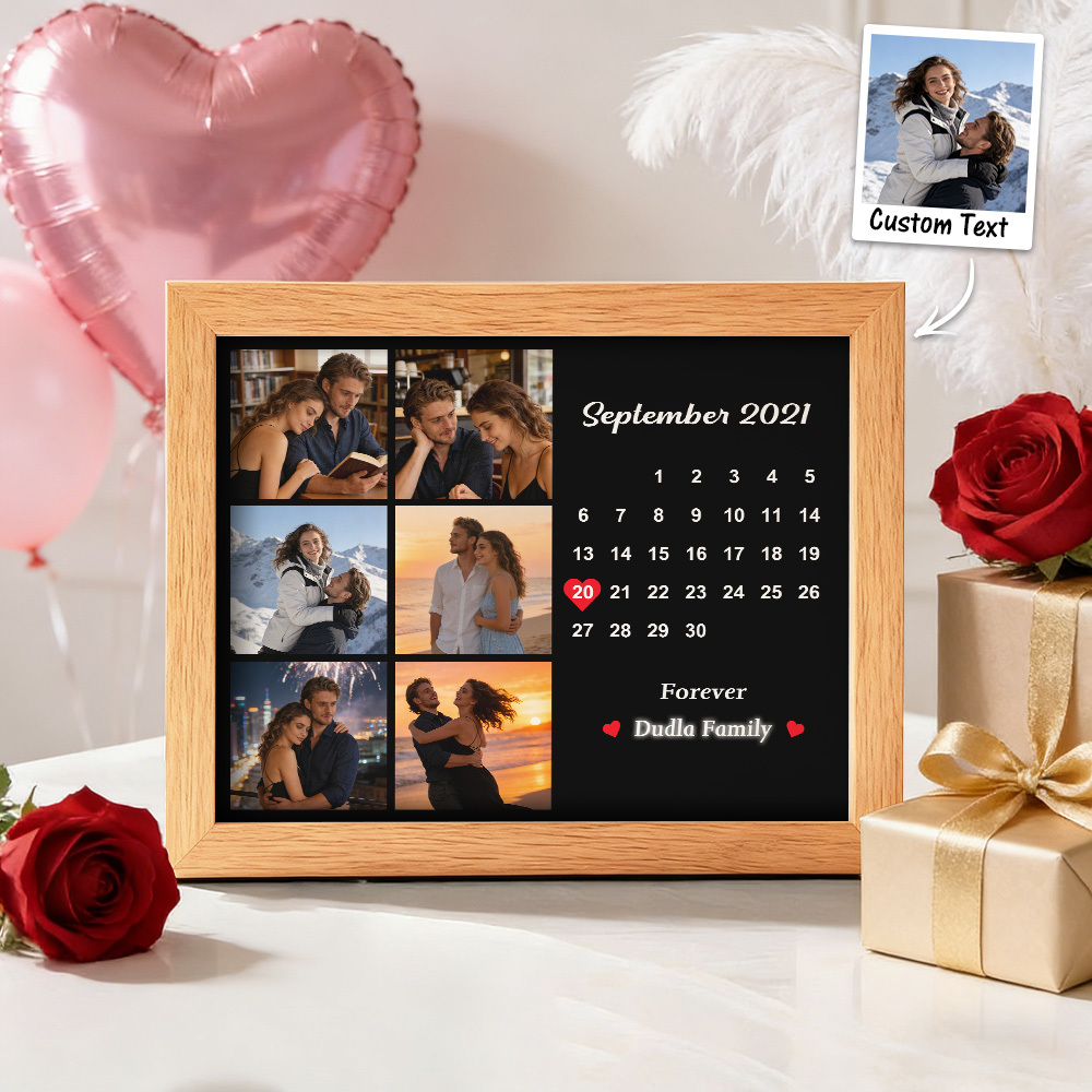 Valentinstagsgeschenk: Personalisierter Foto- Und Datumscollage-rahmen – Das Perfekte Geschenk Für Geburtstage Und Jahrestage - meinemondlampe