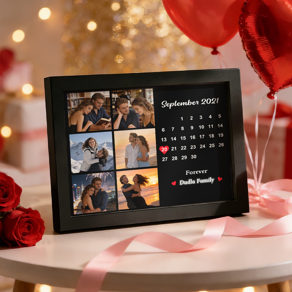Valentinstagsgeschenk: Personalisierter Foto- Und Datumscollage-rahmen – Das Perfekte Geschenk Für Geburtstage Und Jahrestage - meinemondlampe