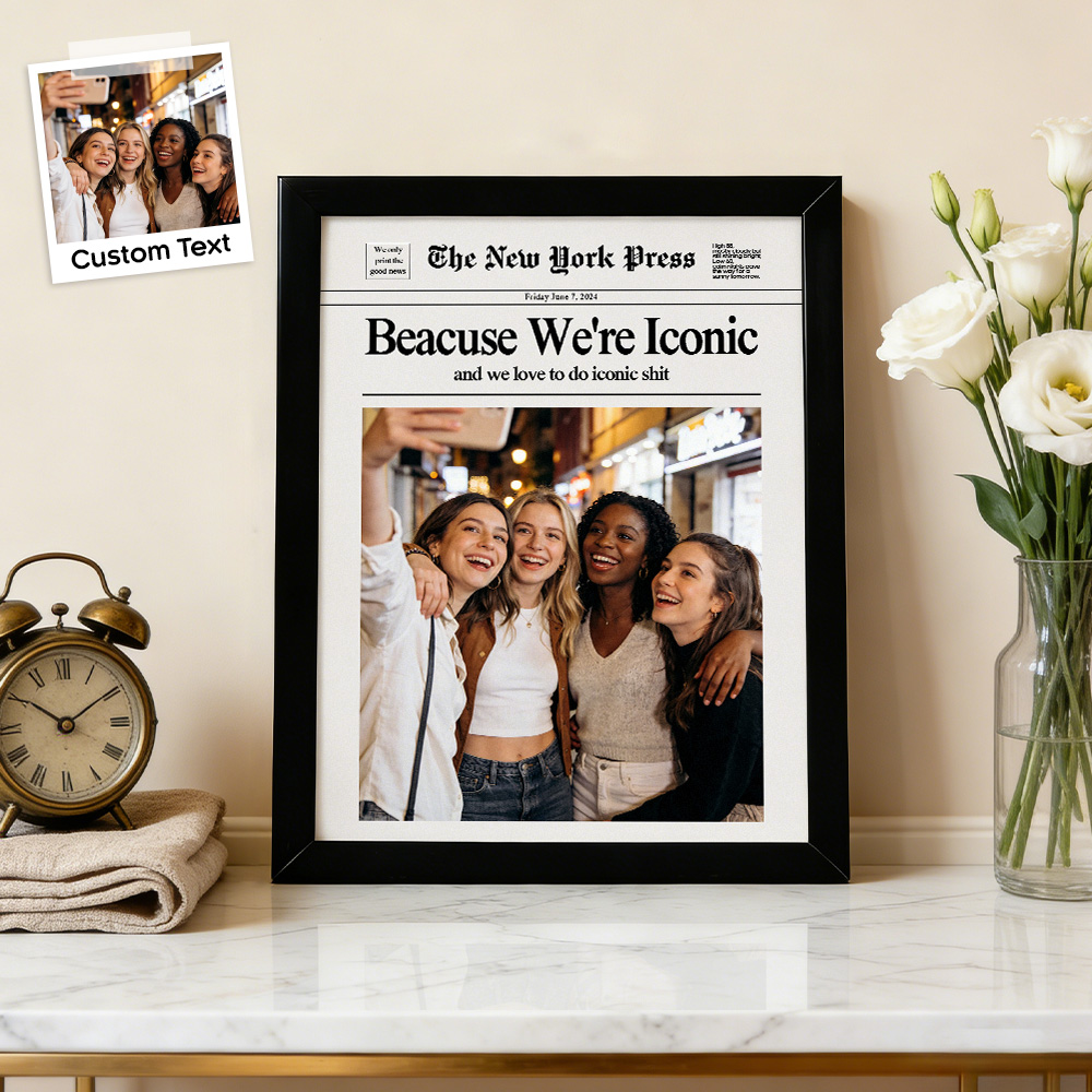 Individuell Gestalteter Fotorahmen Im Zeitungsstil – Das Perfekte Geschenk Zur Erinnerung An Die Beste Freundin, Zum Geburtstag Oder Galentine's Day