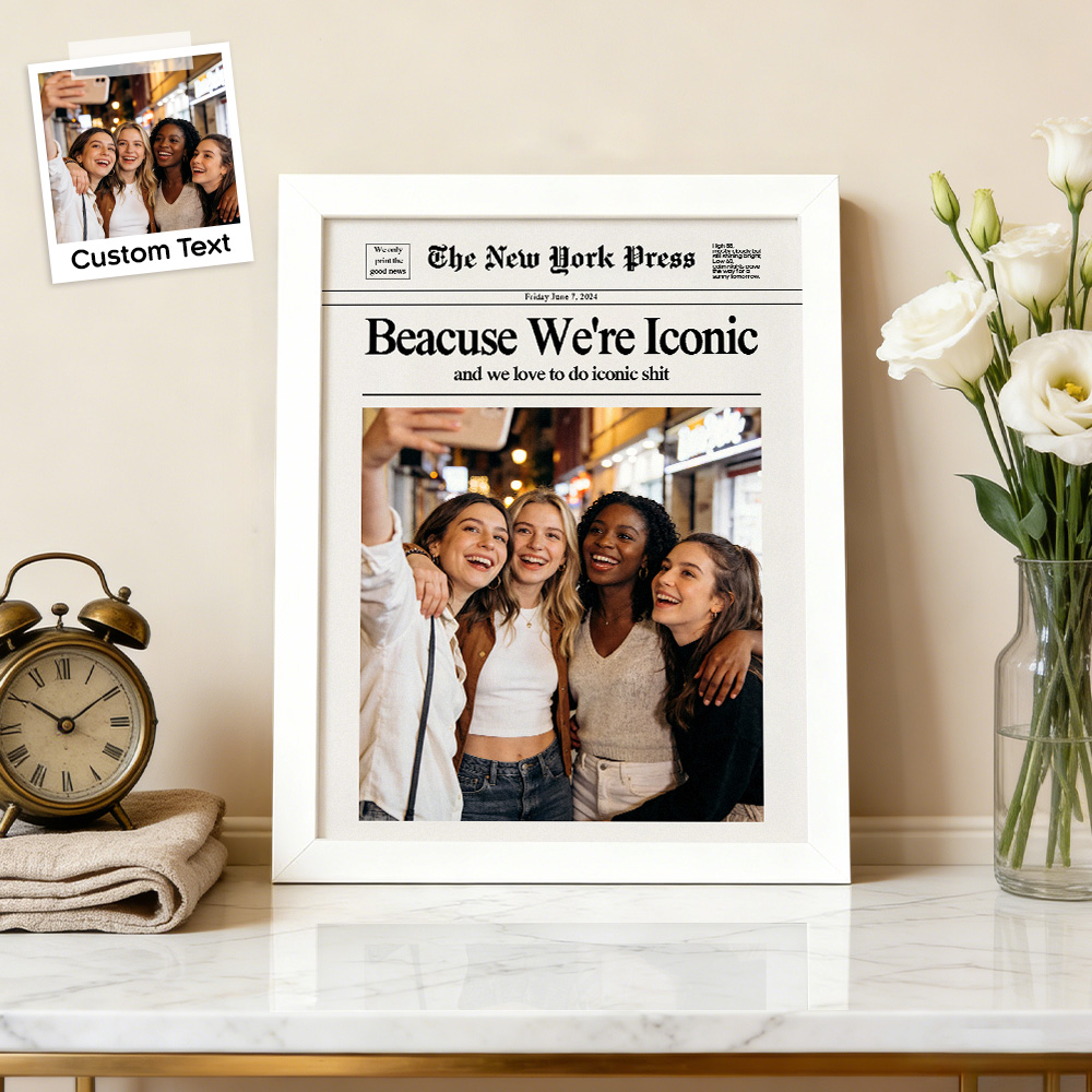 Individuell Gestalteter Fotorahmen Im Zeitungsstil – Das Perfekte Geschenk Zur Erinnerung An Die Beste Freundin, Zum Geburtstag Oder Galentine's Day