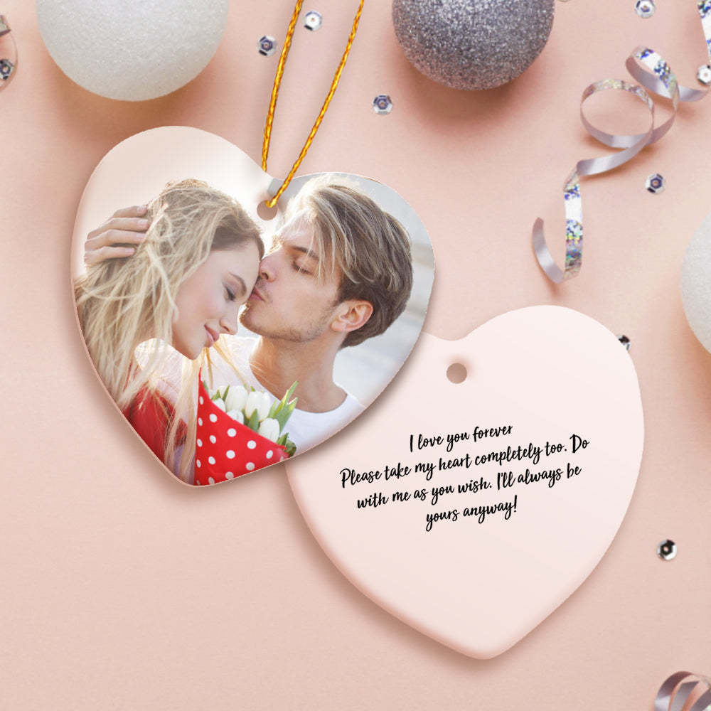 Kundenspezifische Foto-verzierung Personalisiertes Herz-keramik-verzierungs-geschenk - meinemondlampe