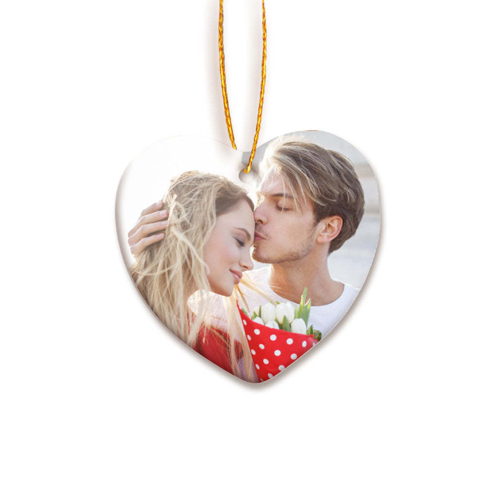Kundenspezifische Foto-verzierung Personalisiertes Herz-keramik-verzierungs-geschenk - meinemondlampe