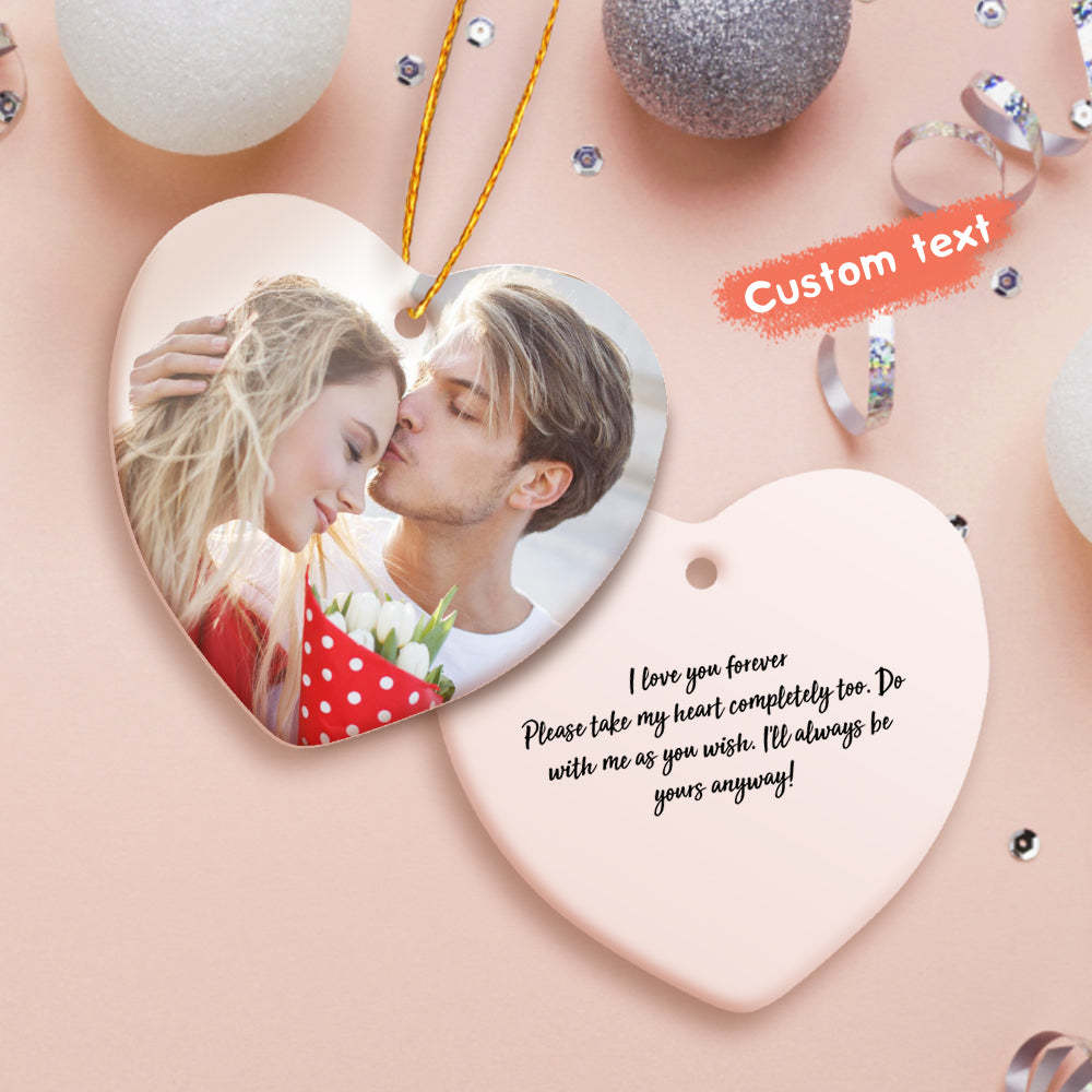 Kundenspezifische Foto-verzierung Personalisiertes Herz-keramik-verzierungs-geschenk - meinemondlampe