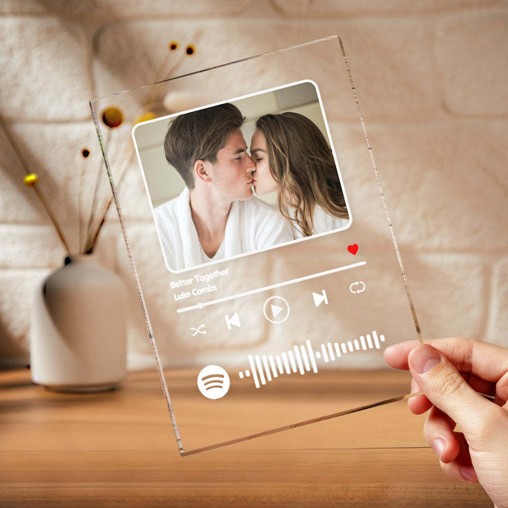 Spotify Plaque Custom With Song And Photo Acrylic Music Night Light, Plaque and Keychain - meinemondlampe