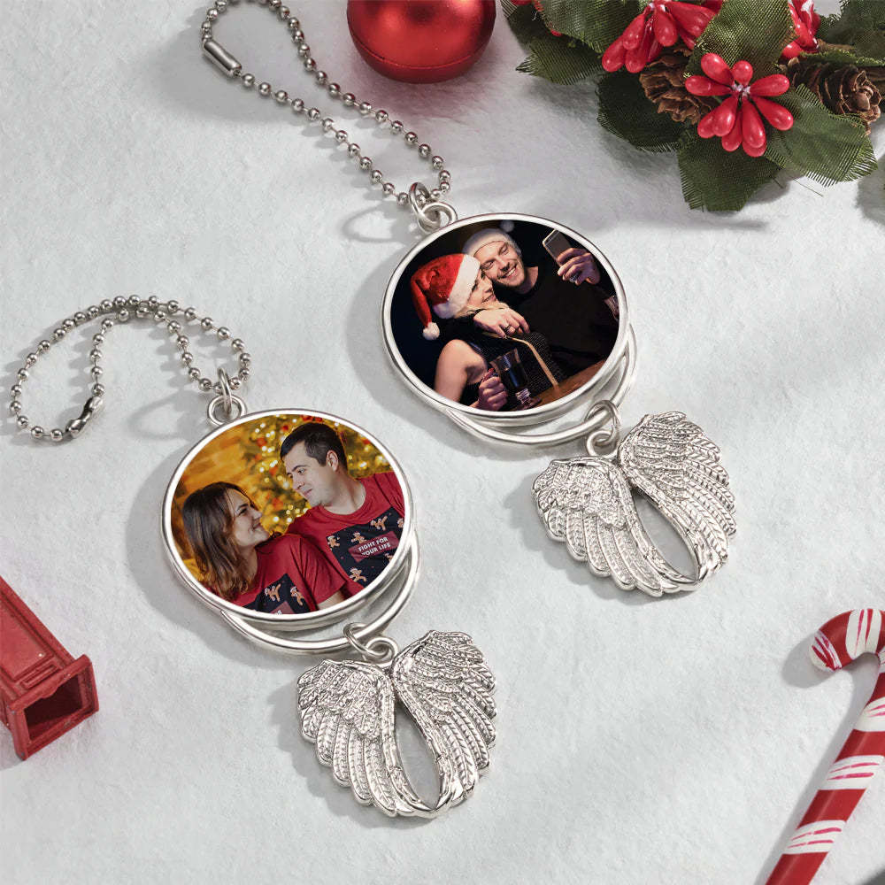 Personalisierte Foto-engelsflügel-dekoration Kundenspezifische Foto-weihnachtstag-denkwürdige Geschenke - meinemondlampe