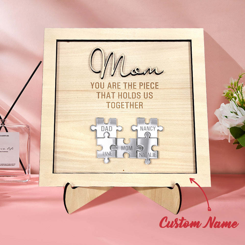 Muttertagsgeschenk, Sie Sind Das Stück, Das Uns Zusammenhält, Personalisierte Mama-puzzle-plakette - meinemondlampe