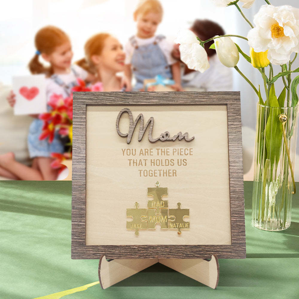 Personalisierte Mama-puzzle-plakette, Sie Sind Das Stück, Das Uns Zusammenhält, Muttertagsgeschenk - meinemondlampe