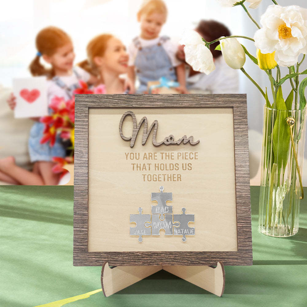 Personalisierte Mama-puzzle-plakette, Sie Sind Das Stück, Das Uns Zusammenhält, Muttertagsgeschenk - meinemondlampe