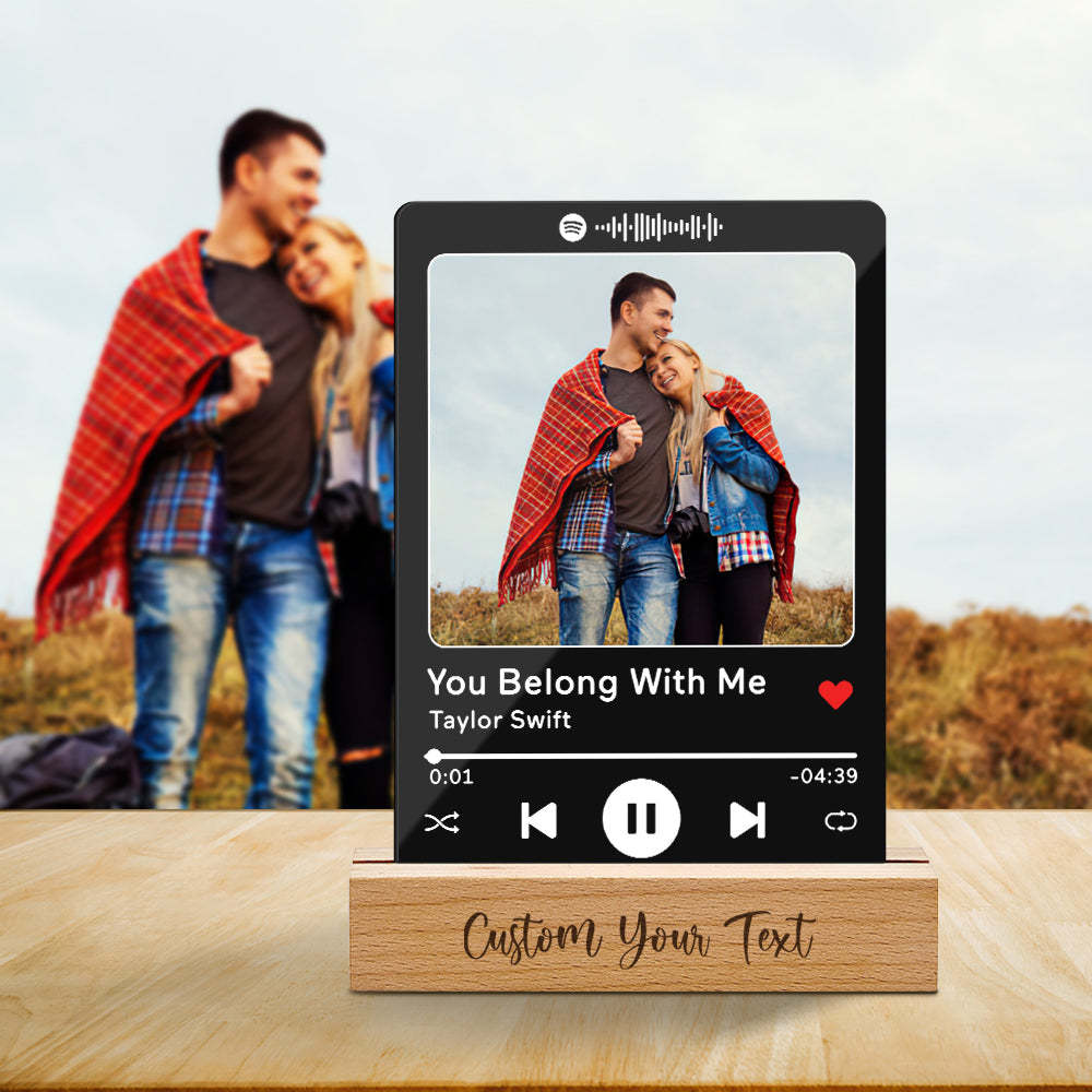 Benutzerdefinierte Acryl-spotify-song-plakette Mit Graviertem Holzständer, Hochzeitstagsgeschenk - meinemondlampe