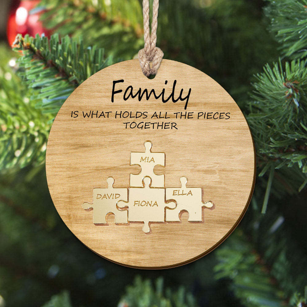 Personalisiertes Familiennamen-puzzle, Weihnachtsdekoration, Personalisiertes Holzornament, Weihnachtsgeschenke - meinemondlampe