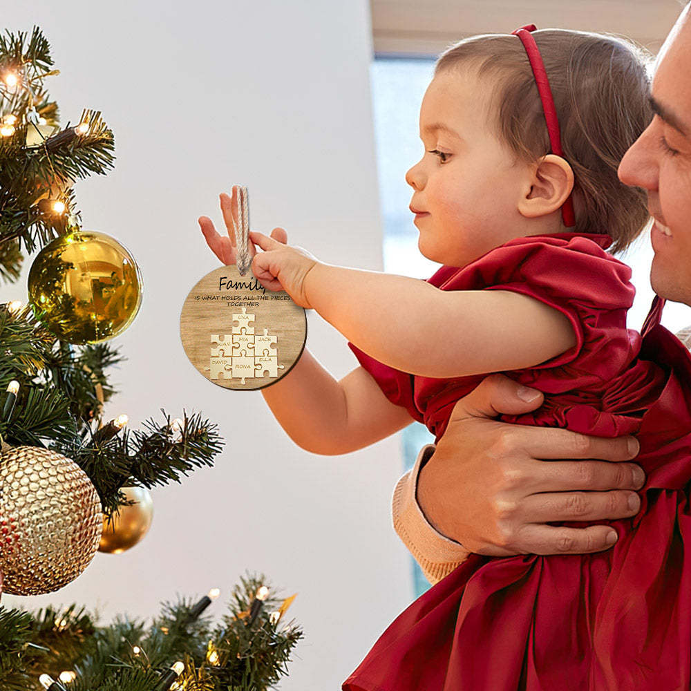 Personalisiertes Familiennamen-puzzle, Weihnachtsdekoration, Personalisiertes Holzornament, Weihnachtsgeschenke - meinemondlampe