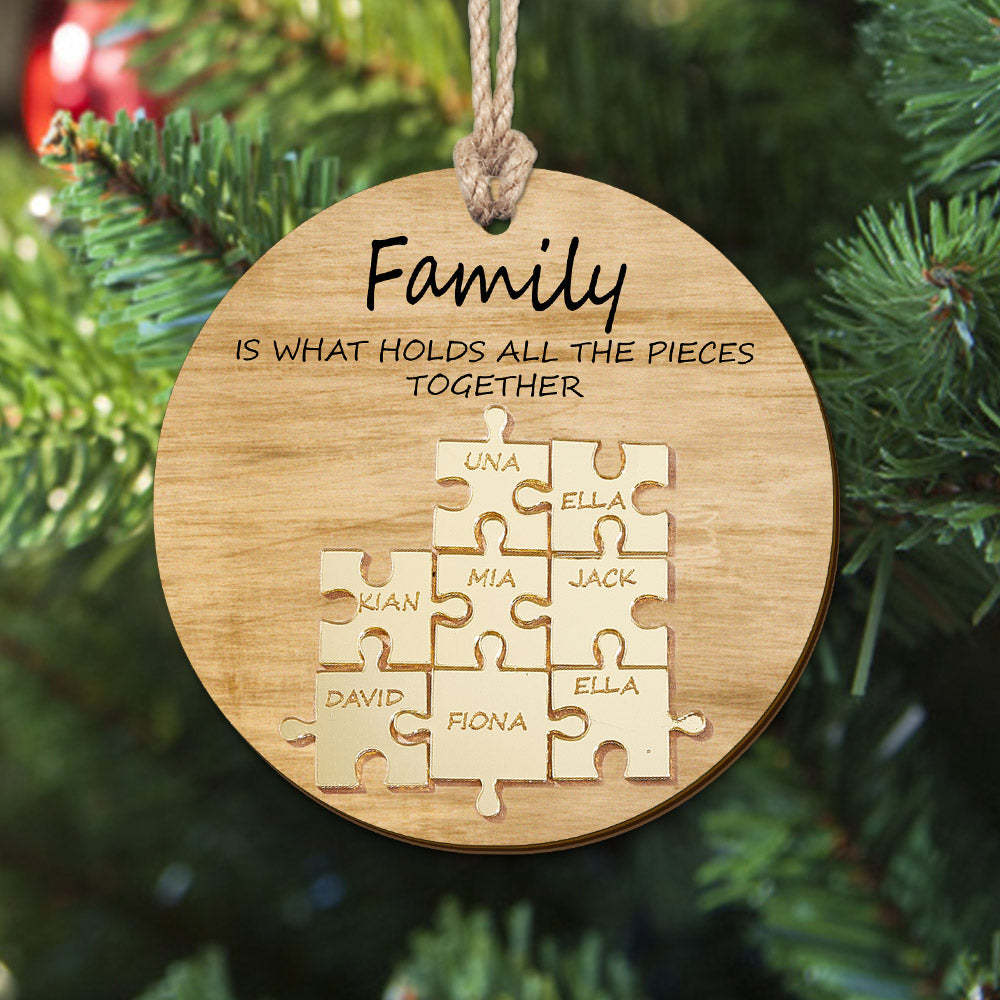 Personalisiertes Familiennamen-puzzle, Weihnachtsdekoration, Personalisiertes Holzornament, Weihnachtsgeschenke - meinemondlampe