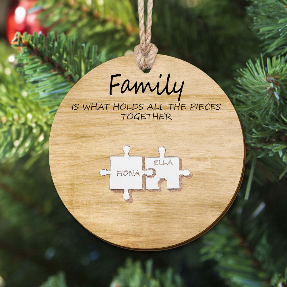 Personalisiertes Familiennamen-puzzle, Weihnachtsdekoration, Personalisiertes Holzornament, Weihnachtsgeschenke - meinemondlampe