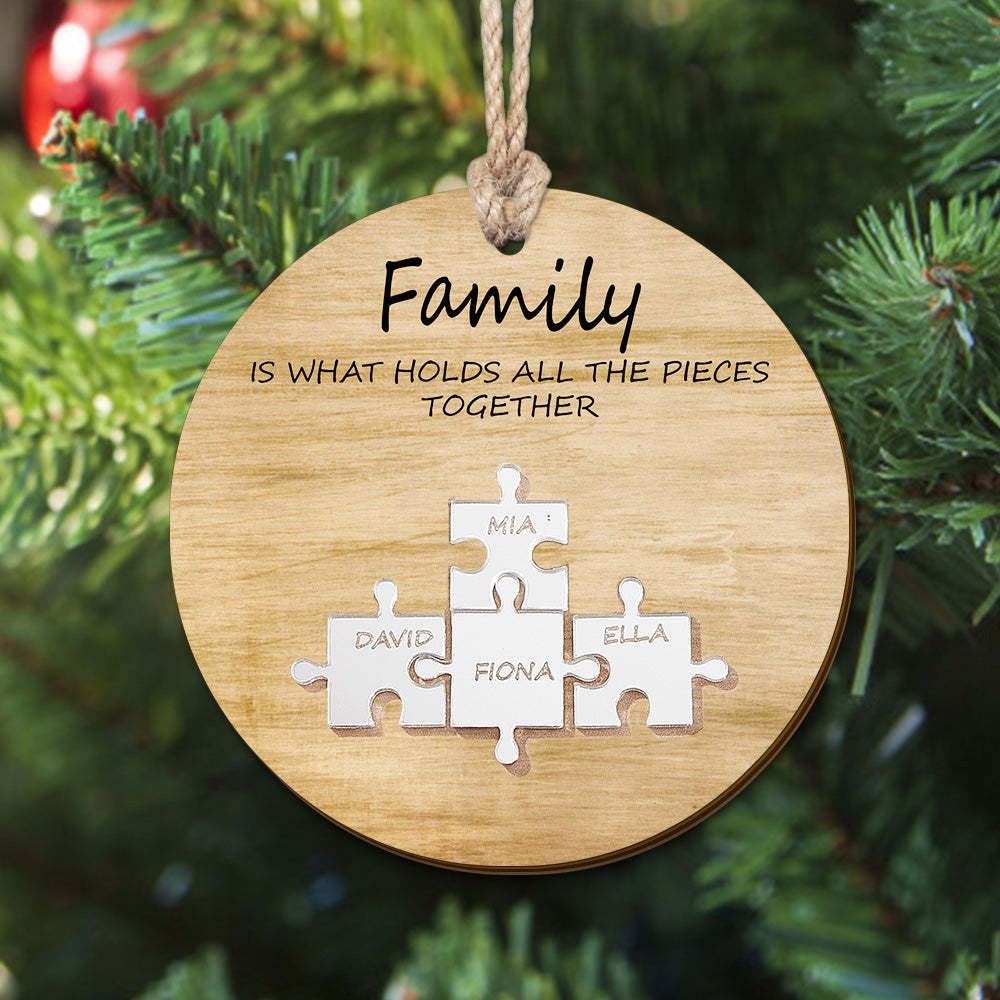 Personalisiertes Familiennamen-puzzle, Weihnachtsdekoration, Personalisiertes Holzornament, Weihnachtsgeschenke - meinemondlampe