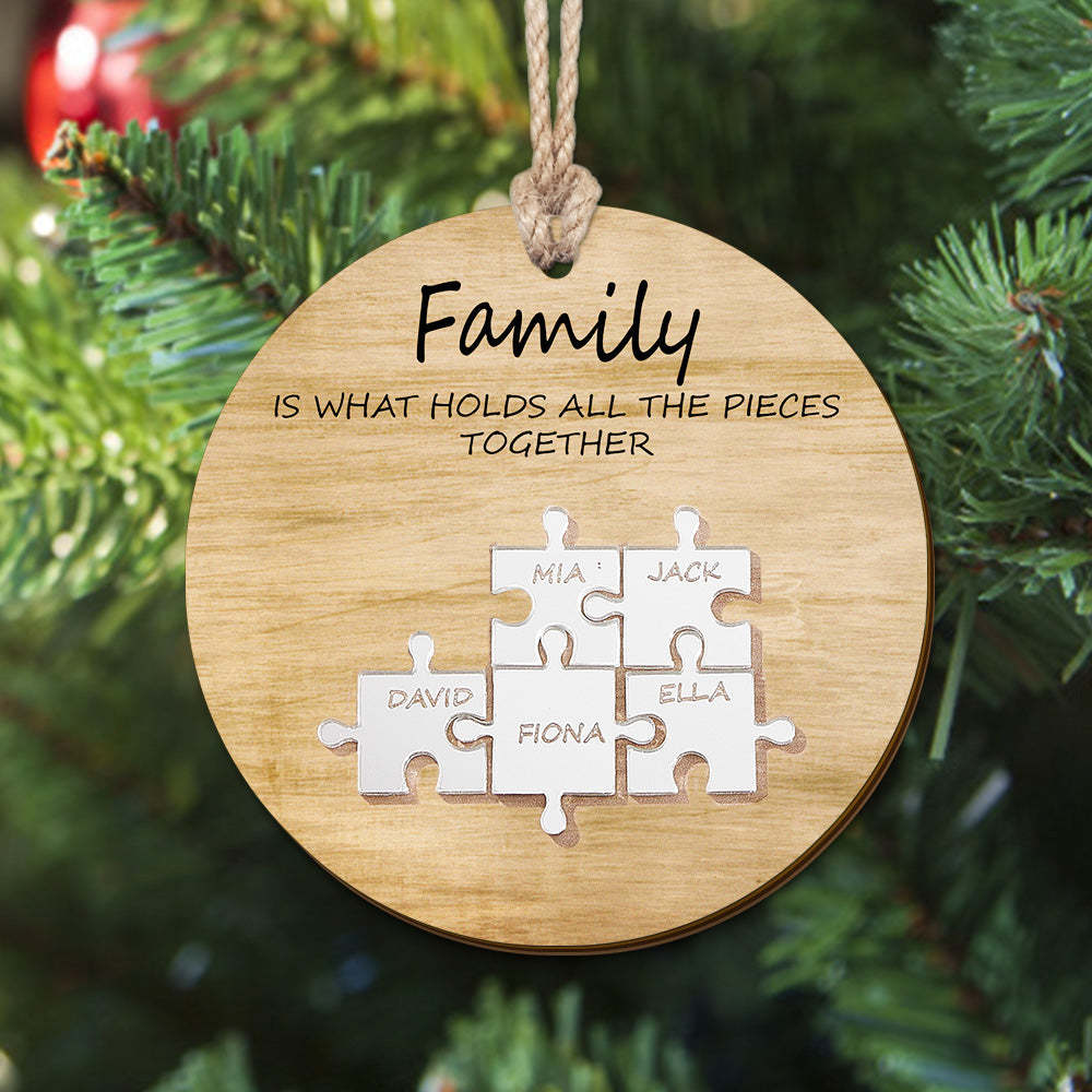 Personalisiertes Familiennamen-puzzle, Weihnachtsdekoration, Personalisiertes Holzornament, Weihnachtsgeschenke - meinemondlampe