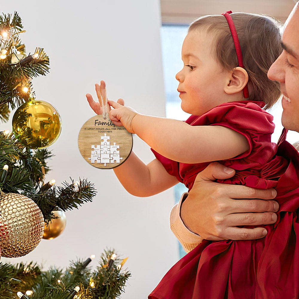 Personalisiertes Familiennamen-puzzle, Weihnachtsdekoration, Personalisiertes Holzornament, Weihnachtsgeschenke - meinemondlampe