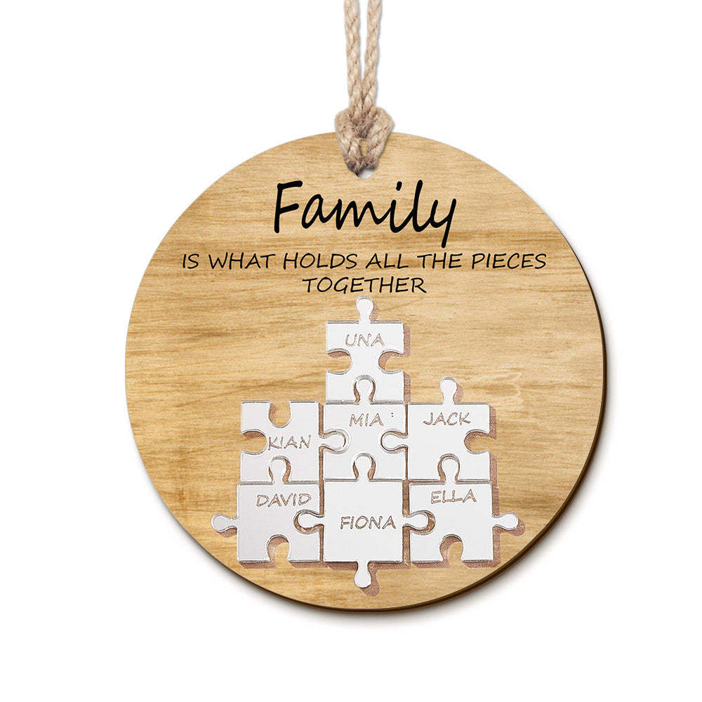 Personalisiertes Familiennamen-puzzle, Weihnachtsdekoration, Personalisiertes Holzornament, Weihnachtsgeschenke - meinemondlampe