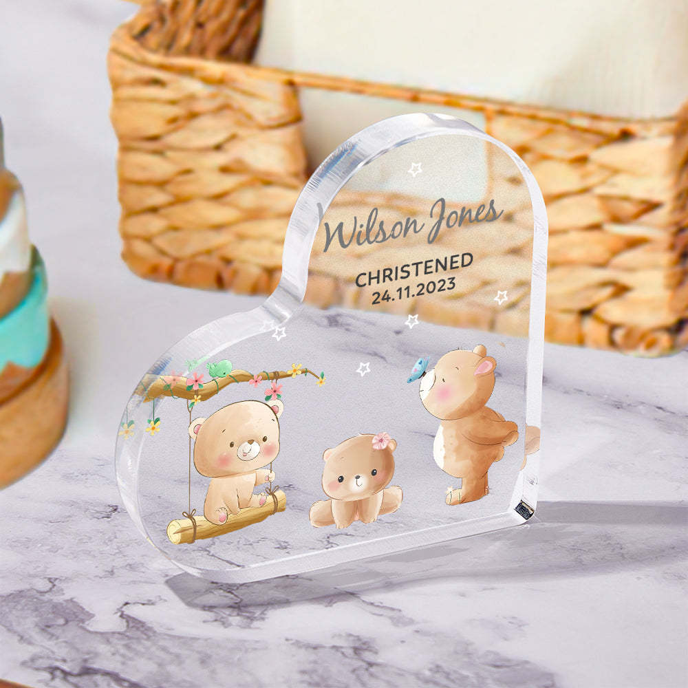 Personalisiertes Geschenk Zur Taufe Mit Namen Und Datum, Individuelle Tiere, Ornamente, Geschenk Für Das Neue Baby - meinemondlampe