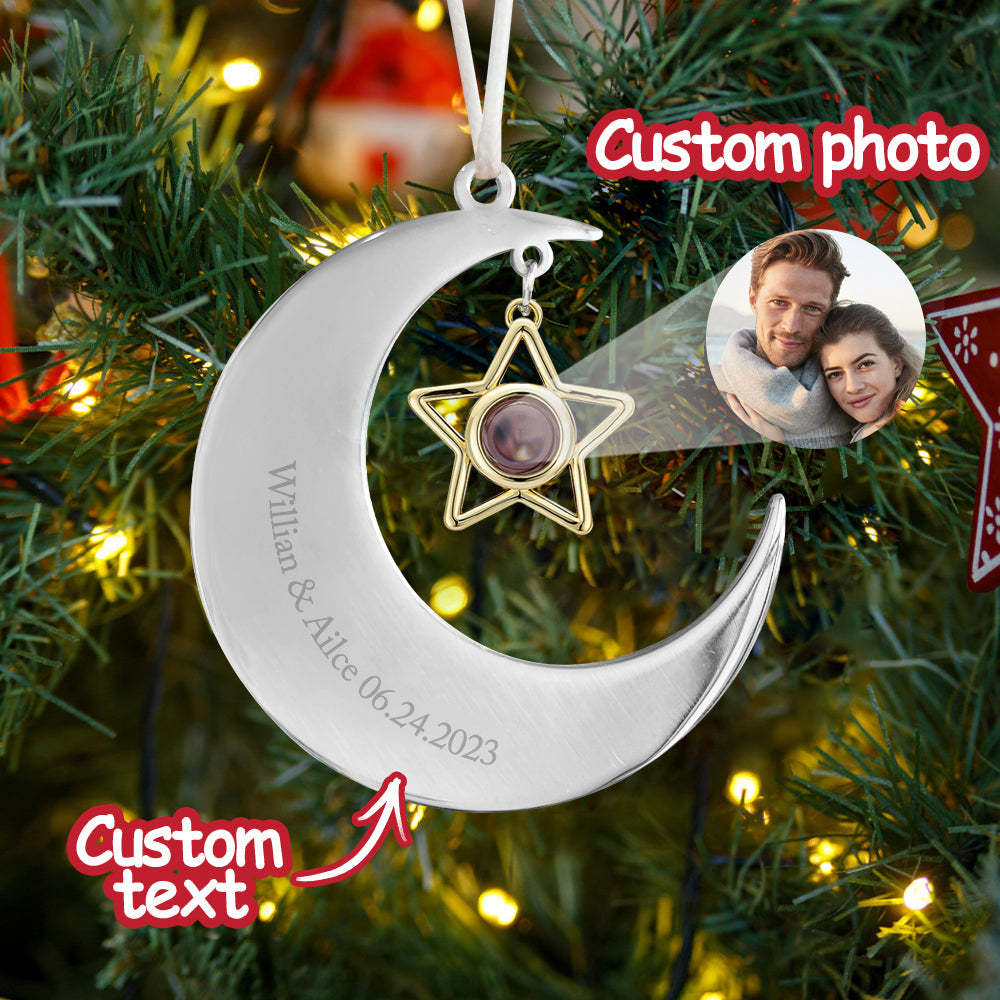 Personalisiertes Projektionsornament, Individuelles Halbmond-stern-ornament, Geschenke Für Sie - meinemondlampe