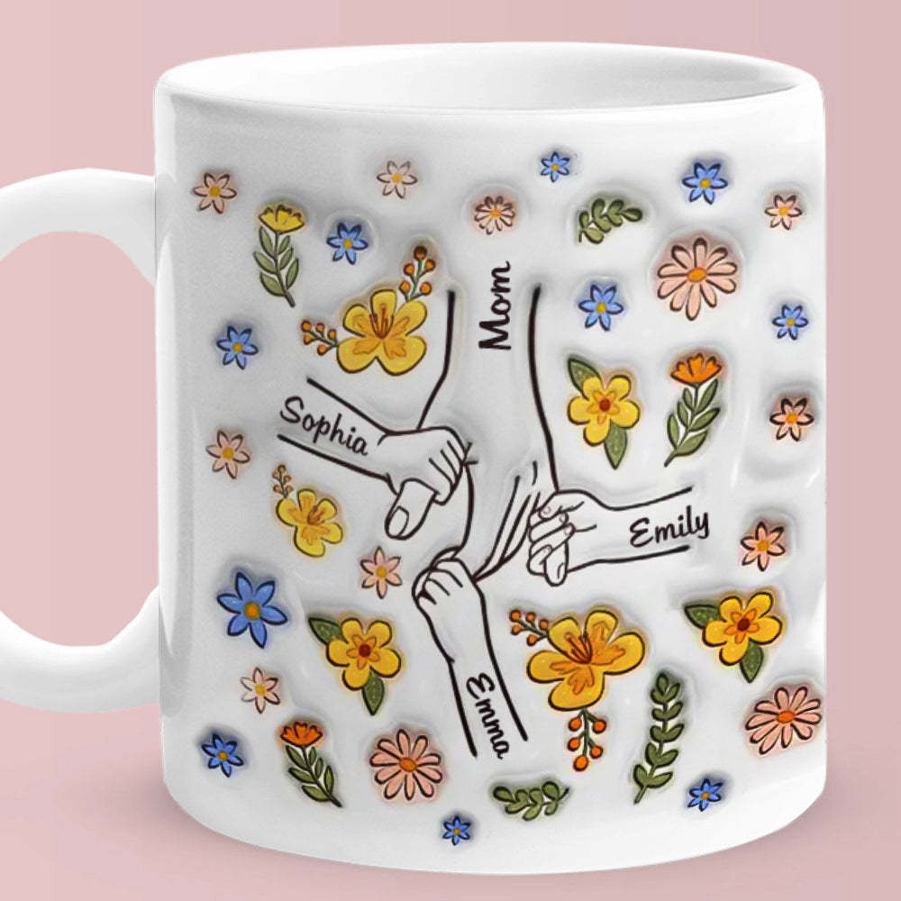 Personalisierte Tasse Mit Aufgeblasenem 3d-effekt Und Omas Hand - meinemondlampe