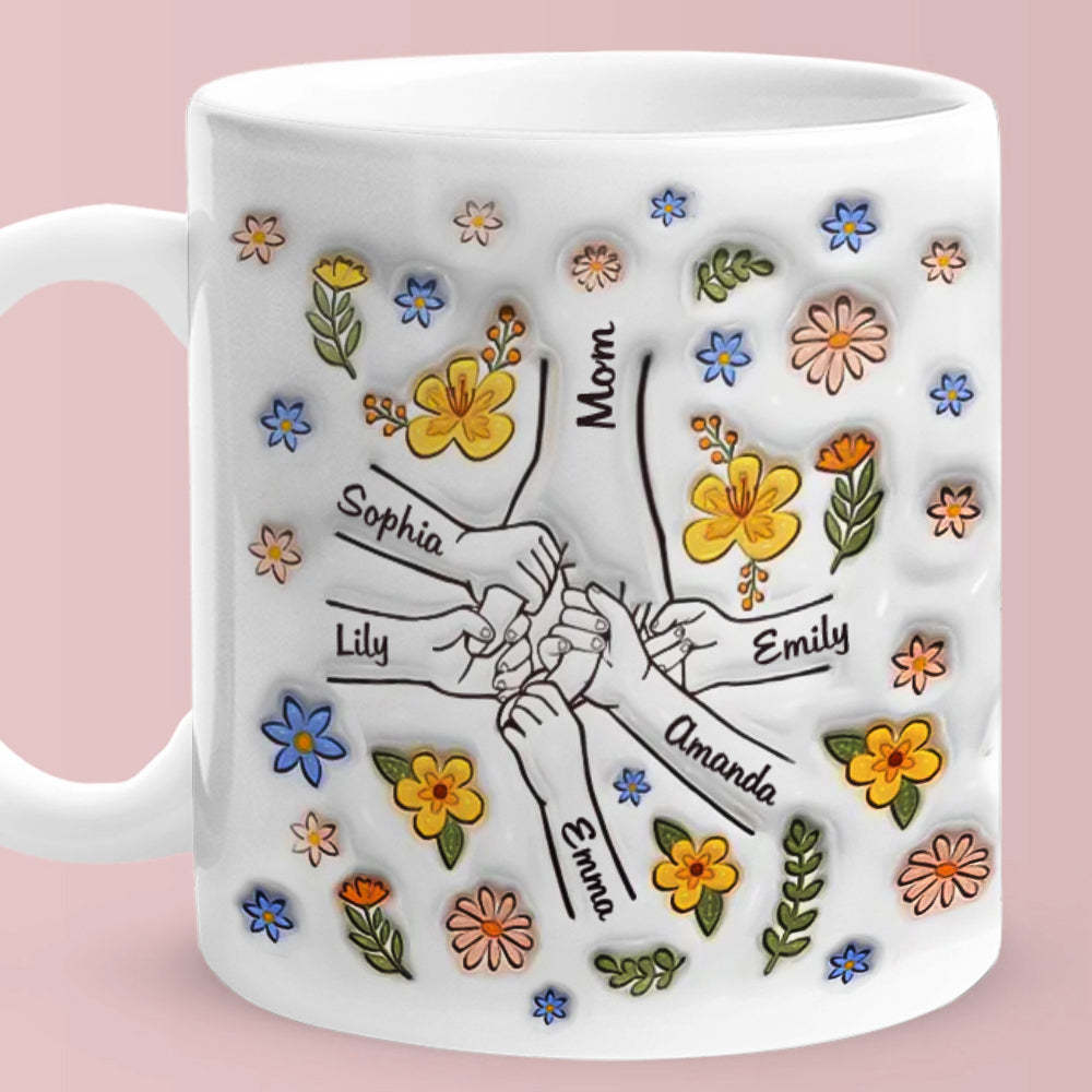 Personalisierte Tasse Mit Aufgeblasenem 3d-effekt Und Omas Hand - meinemondlampe