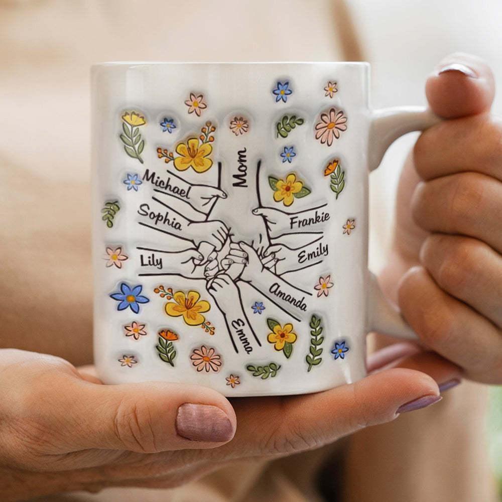 Personalisierte Tasse Mit Aufgeblasenem 3d-effekt Und Omas Hand - meinemondlampe