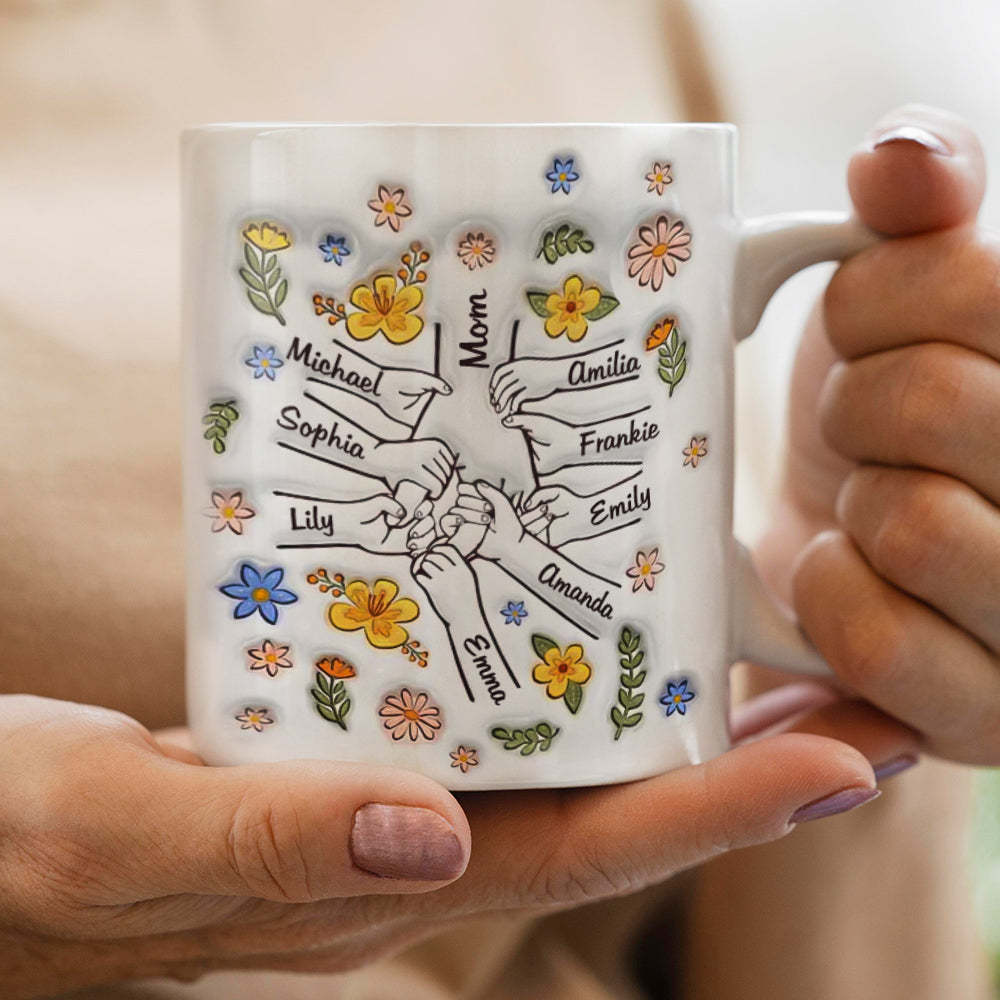Personalisierte Tasse Mit Aufgeblasenem 3d-effekt Und Omas Hand - meinemondlampe