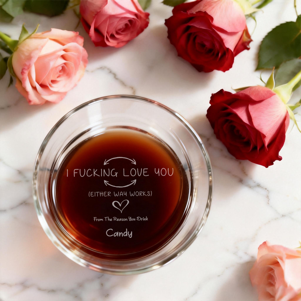 Personalisiertes Whiskeyglas Mit Der Aufschrift „fucking Love You" – Valentinstagsgeschenk Für Den Ehemann - meinemondlampe