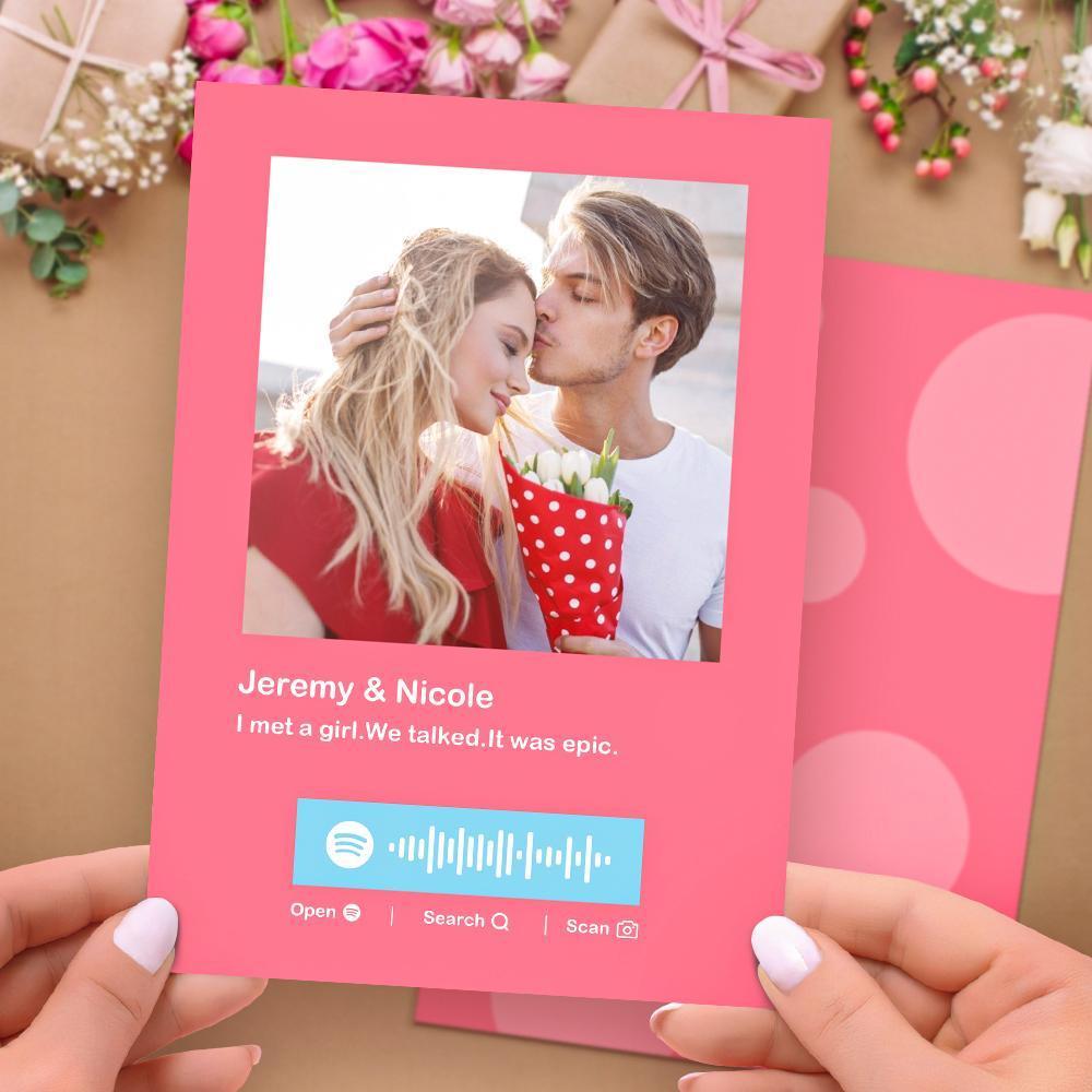 Custom Spotify Code Card Personalized Photo Engraved Text Poster Scannable Spotify Music Code-Spotify Code Card
