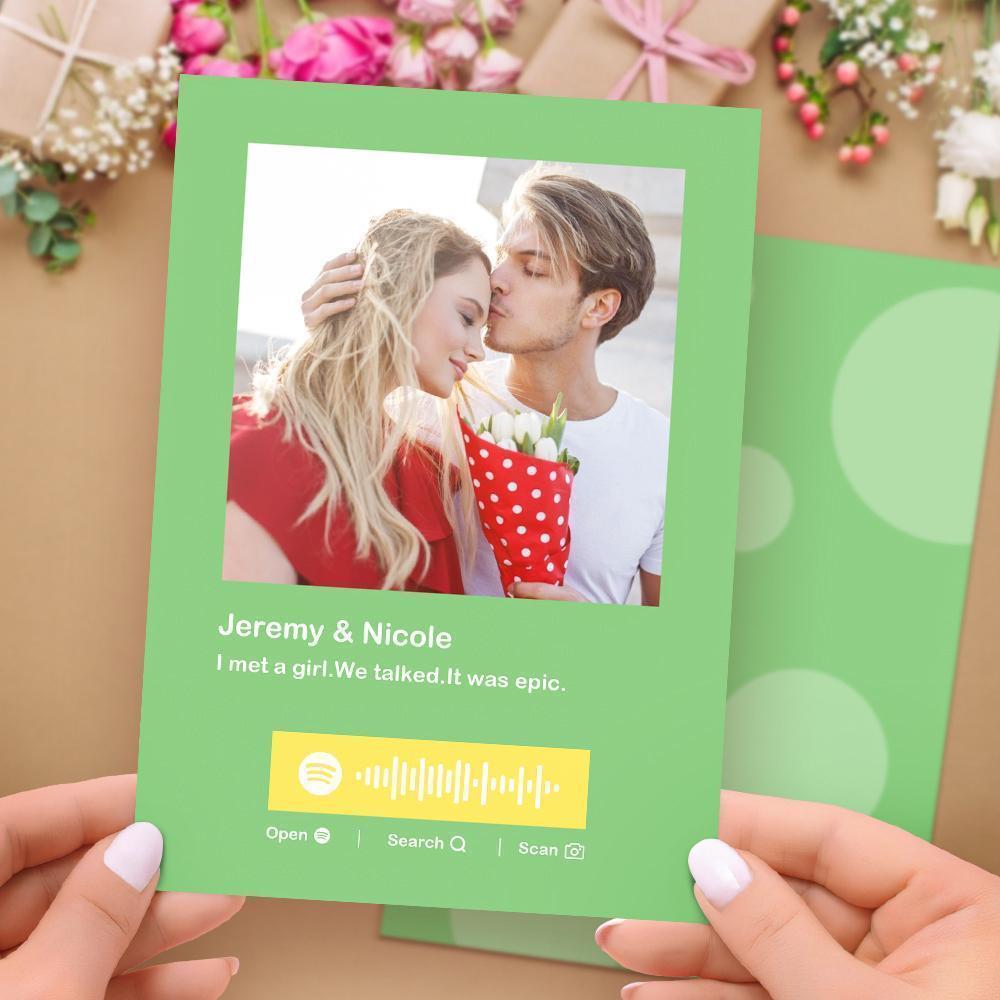 Custom Spotify Code Card Personalized Photo Engraved Text Poster Scannable Spotify Music Code-Spotify Code Card