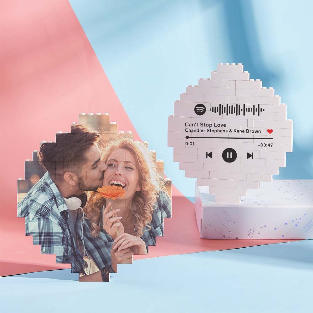 Benutzerdefinierter Spotify-code Personalisierter Ziegelstein-rundbau-fotoblockrahmen - meinemondlampe