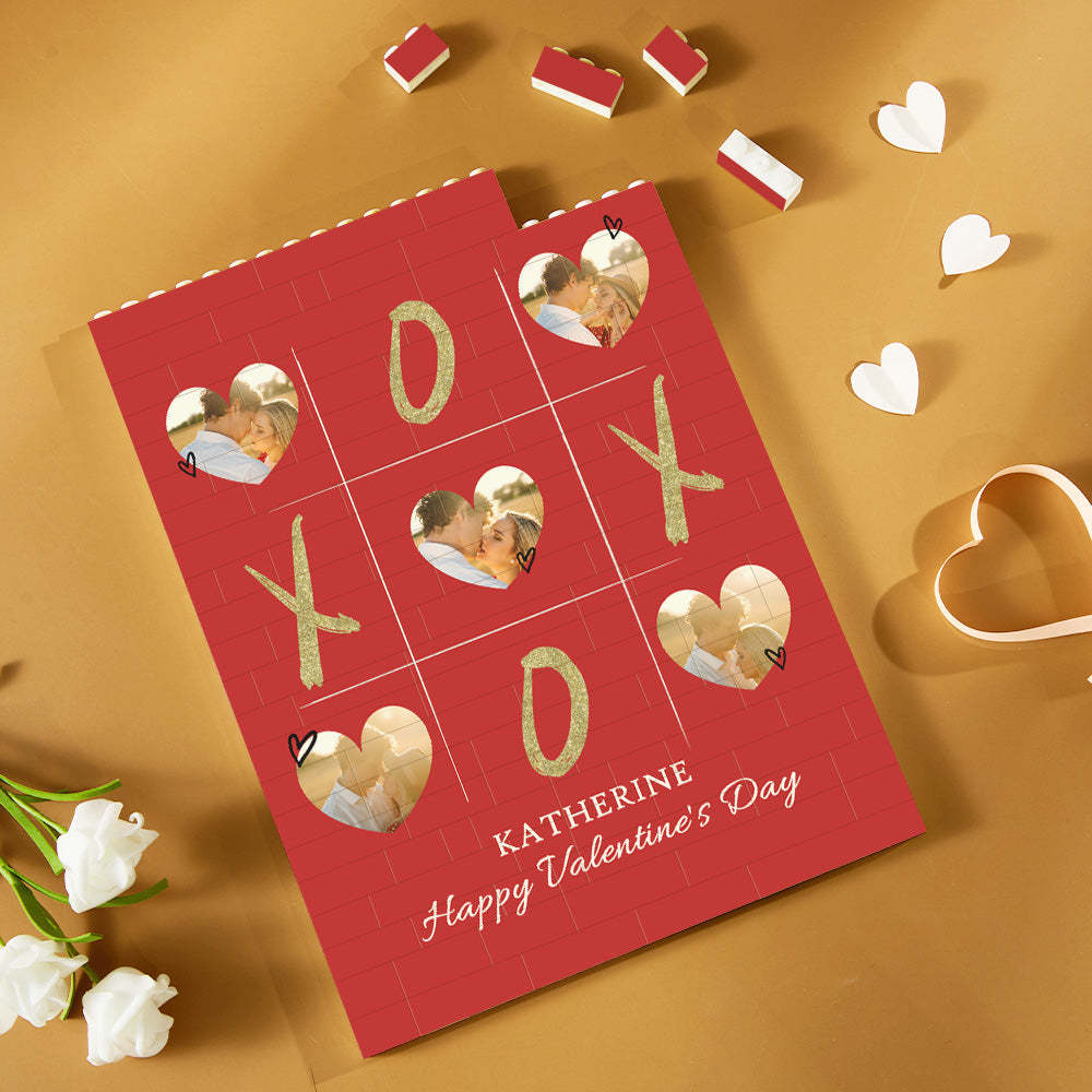 Benutzerdefiniertes Baustein-puzzle-vertikales Gebäude-foto-ziegelstein Für Liebhaber Happy Valentine's Day Xoxo - meinemondlampe