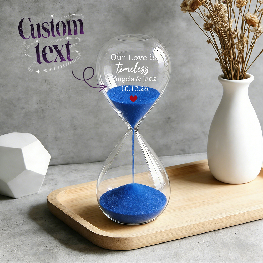 Personalisierte Sanduhr Mit Individuellem Text, Liebes-sanduhr, Zeitloses Geschenk Zum Jahrestag Oder Valentinstag - meinemondlampe