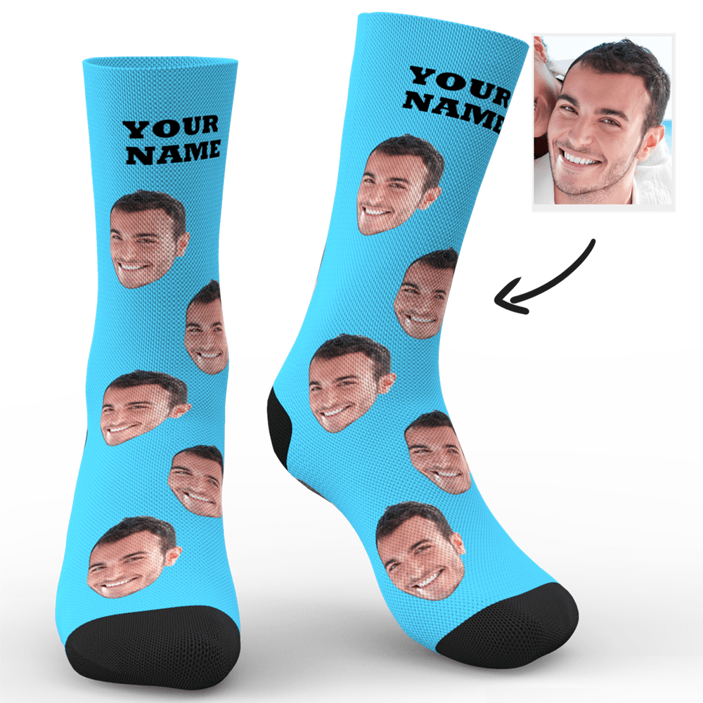 Weihnachtsgeschenke: Personalisierte Socken Mit Gesichtsmotiv, Bunte Socken - meinemondlampe