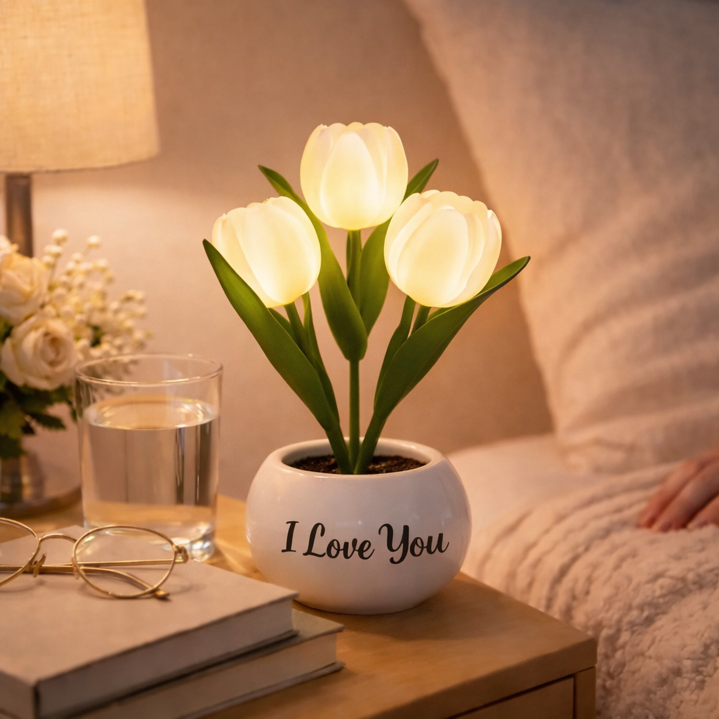 Personalisierte Led-tulpen-nachtlampe Mit 3 Leuchtmodi, Romantische Künstliche Blütenlampe, Einzigartiges Muttertagsgeschenk Für Mama - meinemondlampe