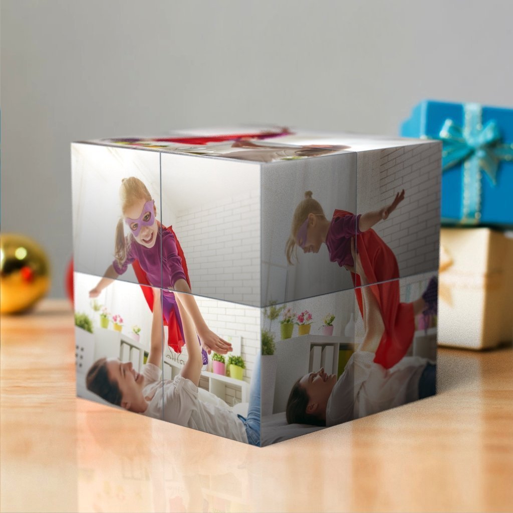 Weihnachtsgeschenke Benutzerdefinierter Mehrfachfoto Faltender Magie Zauberwürfel Geschenk Für Mama