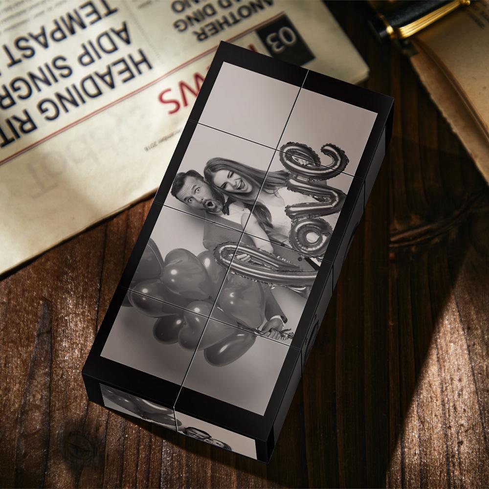 Benutzerdefinierter Bilderrahmen, Heimdekoration, Mehrere Fotos, Schwarzer Filter, Zauberwürfel, Geschenk Für Verliebte Am Valentinstag - meinemondlampe