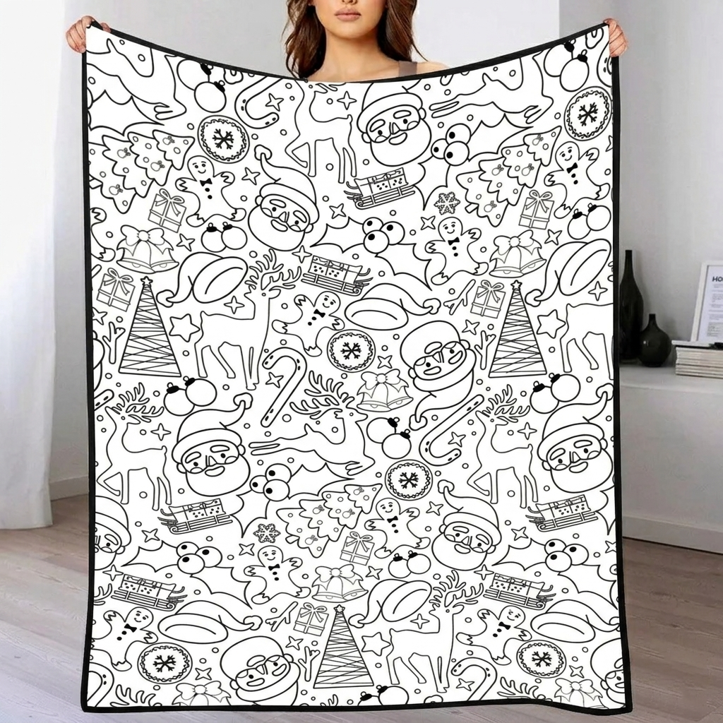 DIY-Zeichendecke Mit 24 Farbmarkern, Kritzeln Sie Ihre Eigenen Decken, Anpassbare Waschbare Kunstdecken Für Kinder/Erwachsene - meinemondlampe