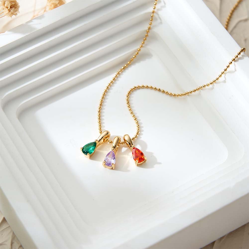 Geburtsstein-halskette, Individueller Schmuck, Jahrestagsgeschenk, Familiengeschenk, Geburtstagsgeschenk, Oma-halskette, Valentinstagsgeschenk Für Sie - meinemondlampe