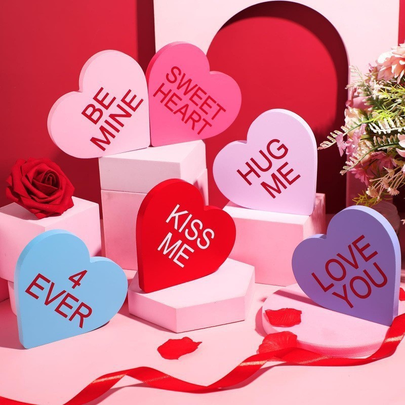 Valentinstags-herzdeko-set – Tischornamente Mit Aufgedruckten Sprüchen – Das Perfekte Valentinstagsgeschenk