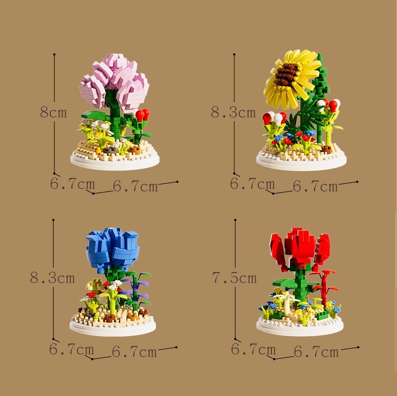 Valentinstag-blumenbausteine, Rosafarbene Blaue Zauberin-bausteine, Ornamente, Valentinstagsgeschenke Für Sie - meinemondlampe