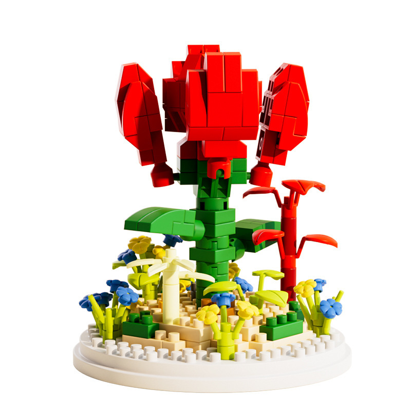 Valentinstag-blumenbausteine, Rosafarbene Blaue Zauberin-bausteine, Ornamente, Valentinstagsgeschenke Für Sie - meinemondlampe